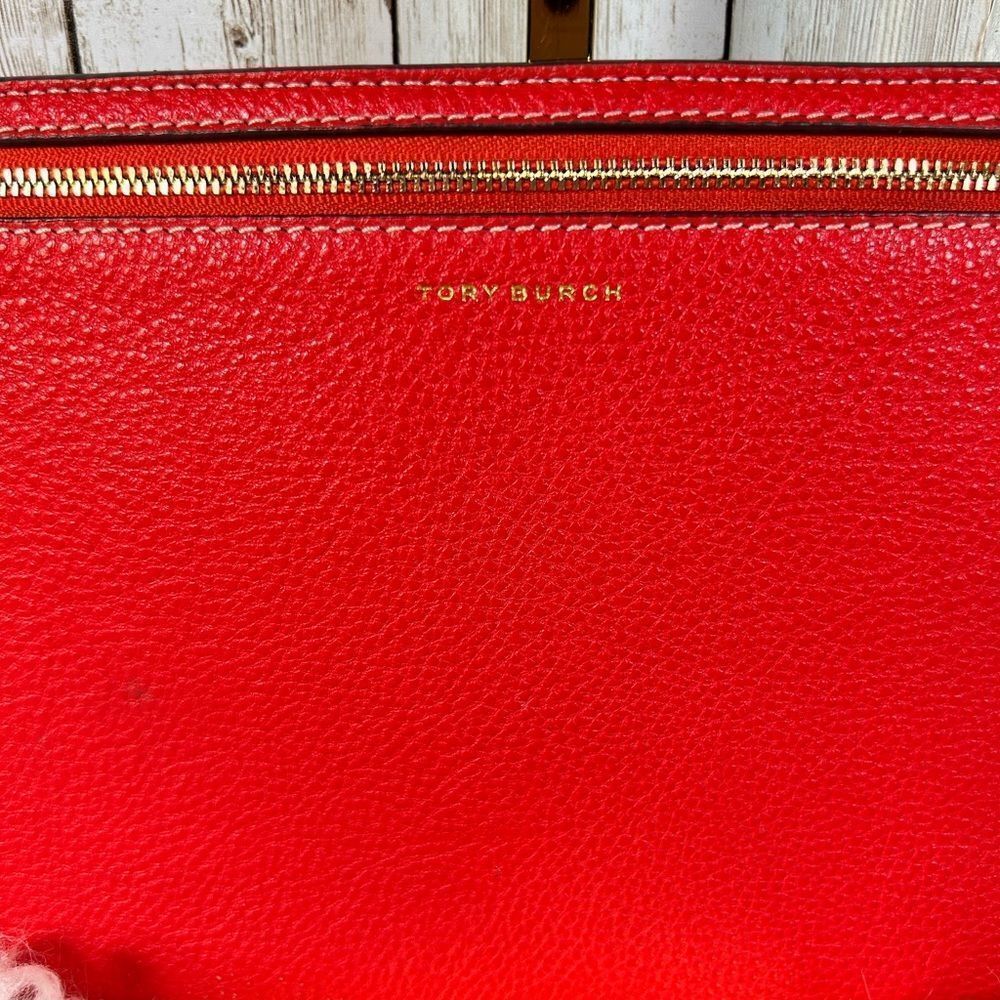 Tory Burch Red and Hot Pink Leather Clutch Pebble Leather, EUC​ - Picture 2 of 9